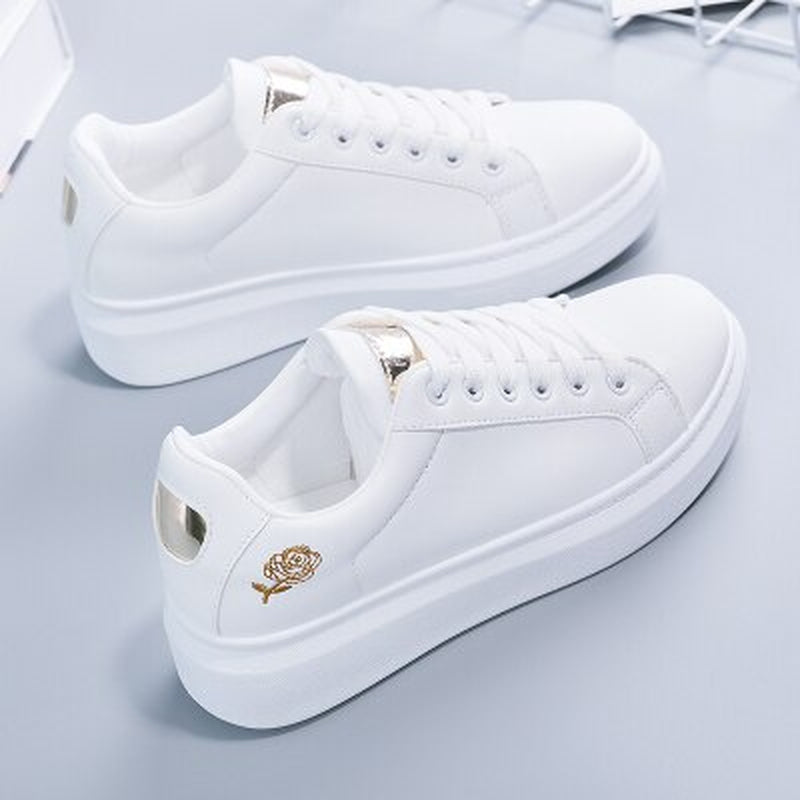 Women Casual Shoes 2020 New Spring Women Shoes Fashion Embroidered White Sneakers Breathable Flower Lace-Up Women Sneakers