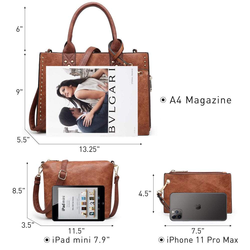 Women'S 3Pcs Purse Handbag Shoulder Bag Tote Satchel Hobo Bag Briefcase Work Bag for Ladies