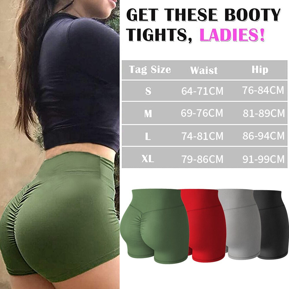 Women High Waist Push up Booty Shorts Workout Gym Shorts Scrunch Butt Cycling Sport Shorts Fitness Yoga Shorts Athletic