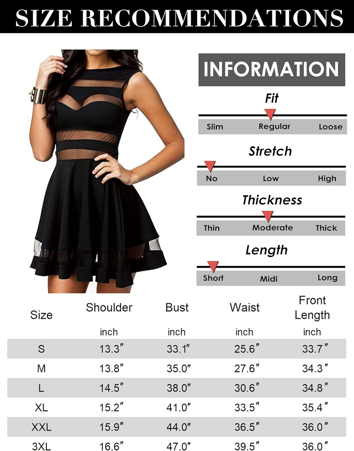 Sexy Mini Skater Dress Mesh See through Party Club Little Black Dress